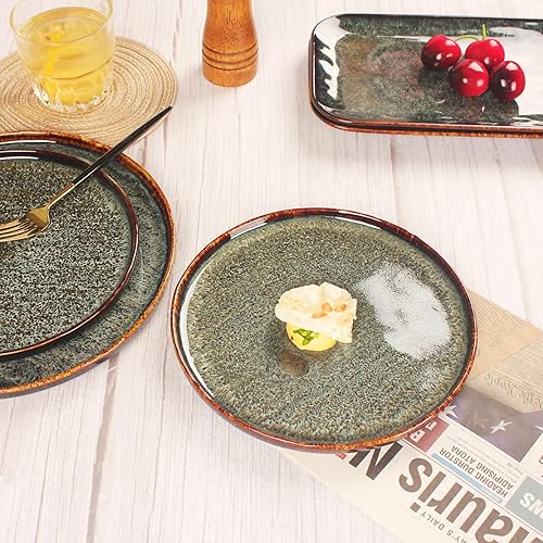 Miniatura 6 de jinsongdafa Juego de 4 platos llanos de porcelana para aperitivos, platos principales para carne, pan, risotto, pasta, ensalada, aptos para