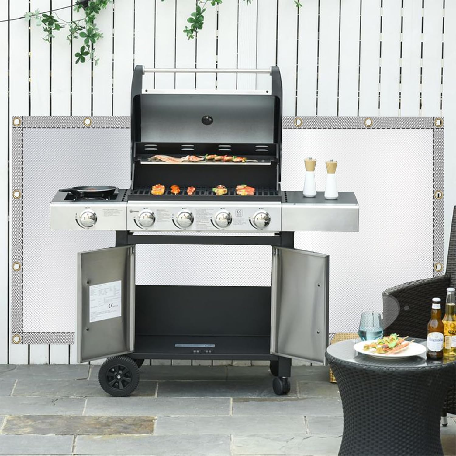 Heat Shield Behind Grill Silver Fireproof Cover and Screen Protect Deck Railing from Grill Heat Shield for Wood Stove, 3’x10’ Wall Protector for Fridge Waterproof BBQ Mat UV Resistant Privacy Screen