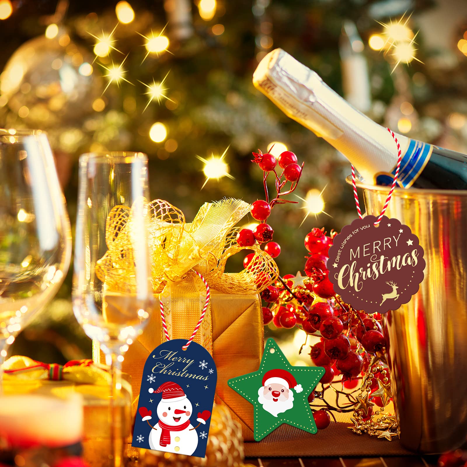Yolzhxe 48 Pièces Étiquettes Cadeaux Noël, Etiquettes De
