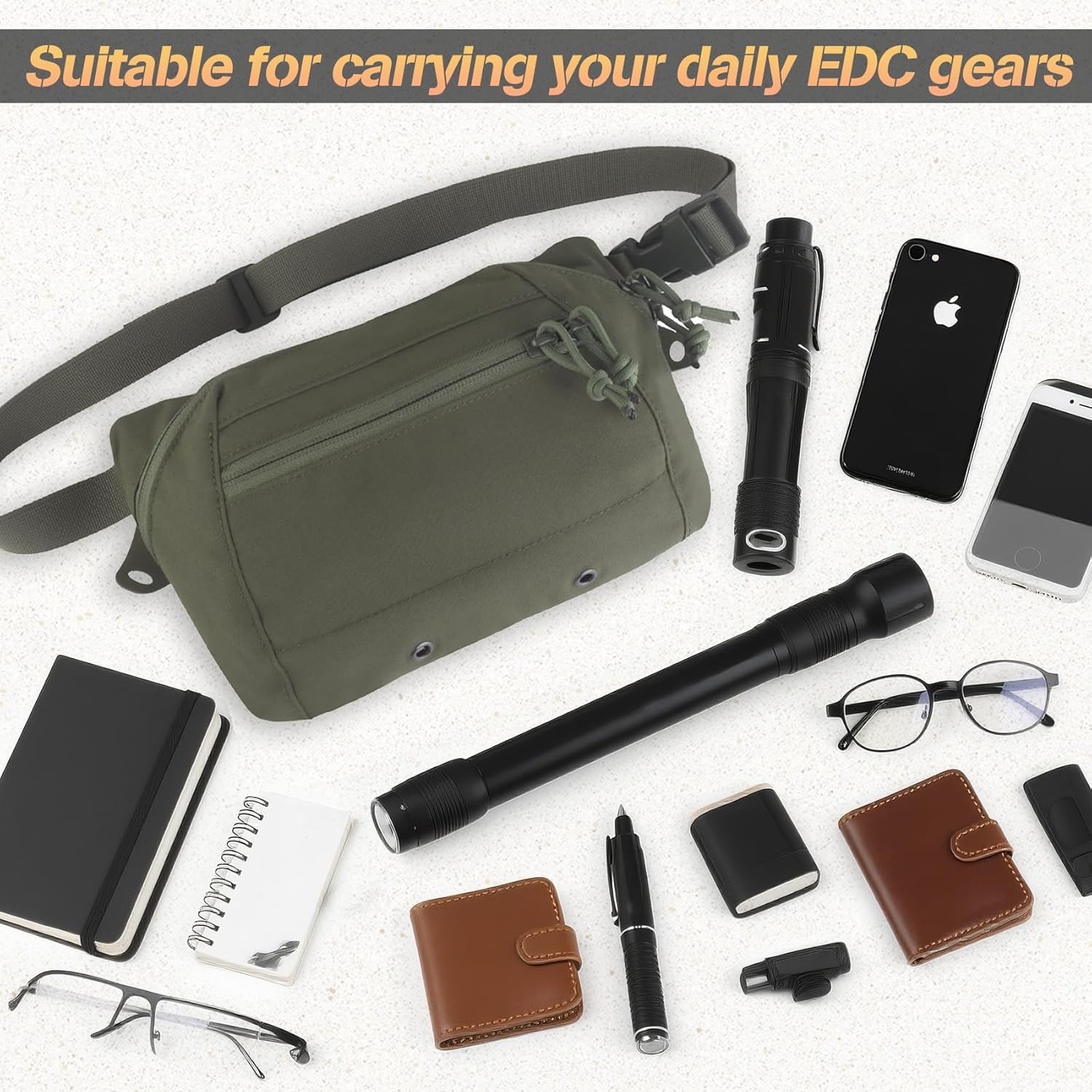 Tactical Fanny Pack for Men Women with Concealed Carry Compartment, EDC Waist Bag with Adjustable Belt and Zippered Pockets, Lightweight and Compact - Image 7