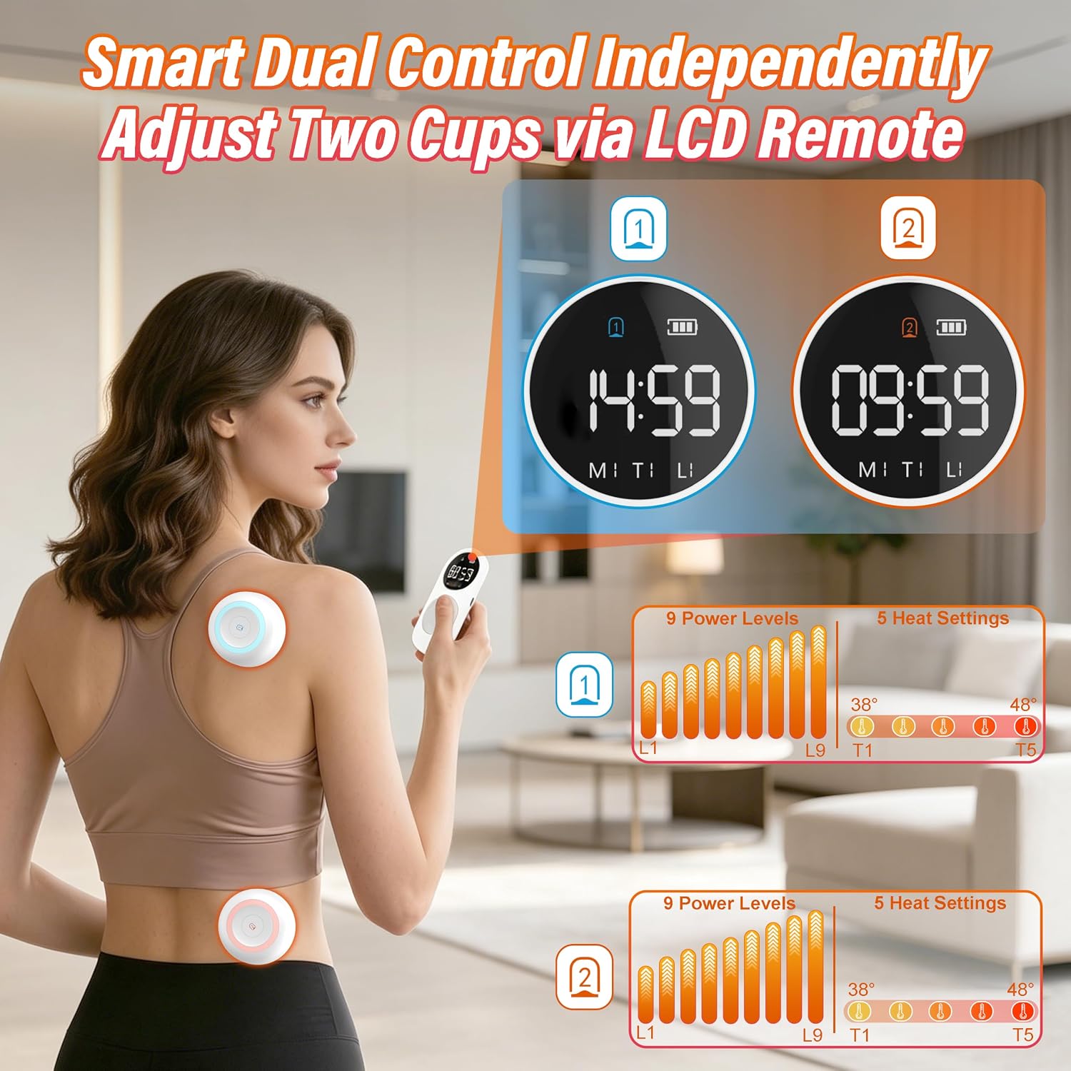 2 Pack Cupping Kit for Massage Therapy, Electric Cupping Set for Pain Relief, Muscle Soreness, Knots, Aches, Remote Control Smart Cupping Therapy Massager for Back, Leg, Shoulders with 3 Mode and Heat