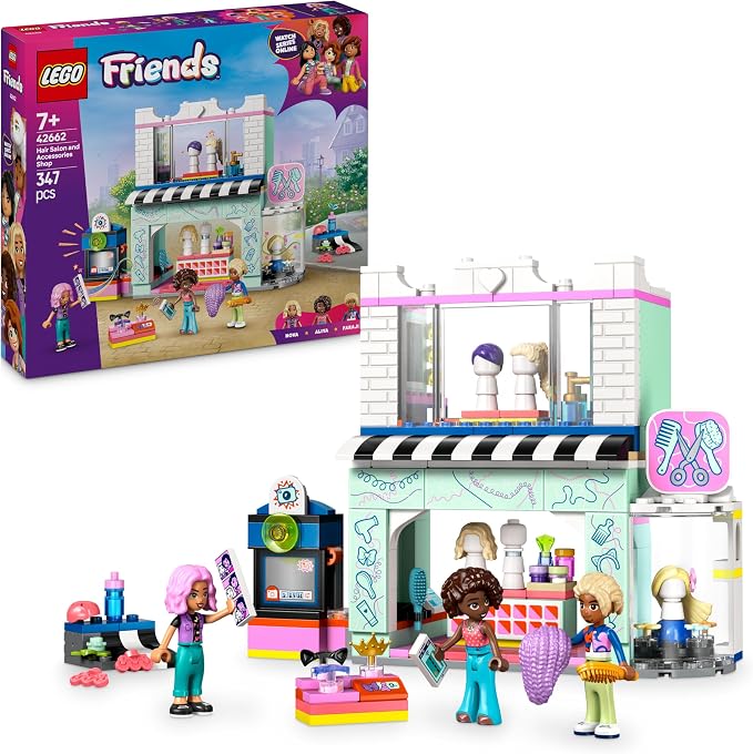 LEGO Friends Friseursalon - Kreatives Spielzeug zum Bauen für Rollenspiele - Mit 3 Minifiguren, Skaterrampe, Inlineskates, Haarschmuck und EIN Helm - Geschenk für Mädchen ab 7 Jahren - 42662