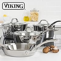 Vista 6 de Viking Sartén antiadherente contemporánea de 3 capas, utensilios de cocina de acero inoxidable de 8 pulgadas, color plateado