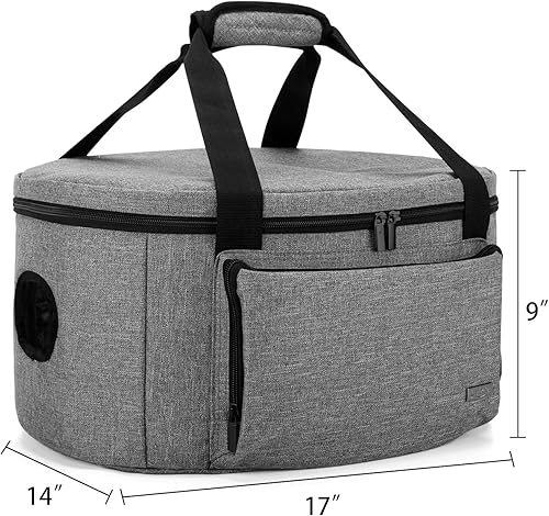 Miniatura 7 de Luxja Bolsa aislada para olla de cocción lenta (con una almohadilla inferior y correas de sujeción de la tapa), se adapta a la mayoría de las ollas