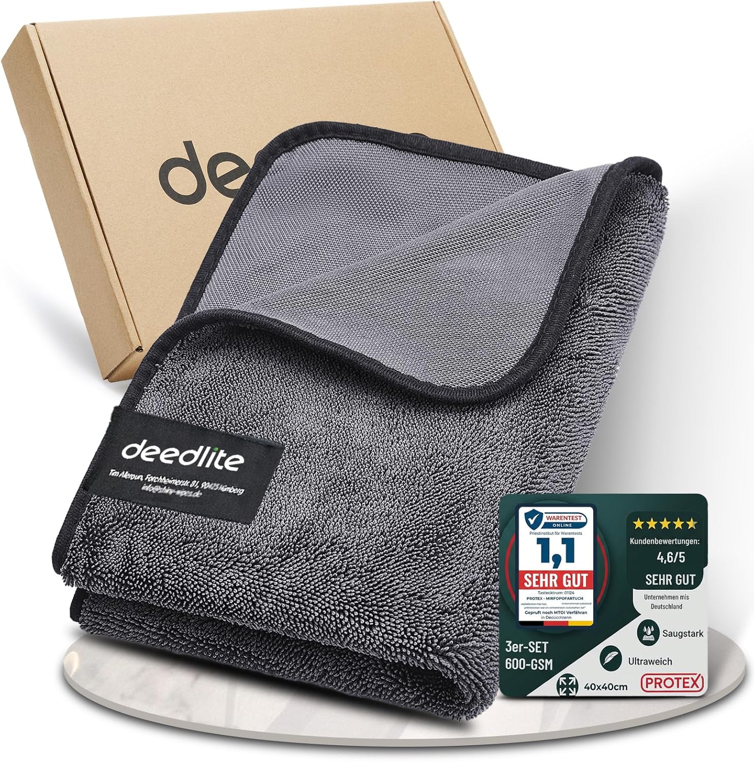 Deedlite Shiny Bath Wipes XXL Dry Towel Shower, Fast Dry Car Drying Cloth, Microfibre Cloths, Premium Cloth for Car, Shower Cubicle, Household, Camping (40 x 60 cm, Pack of 1)