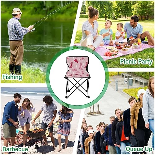 Miniatura 7 de Gredecor Sillas de campamento, lindo sombrero de vaquera, silla de campamento portátil con bolsa de almacenamiento, silla plegable ligera para