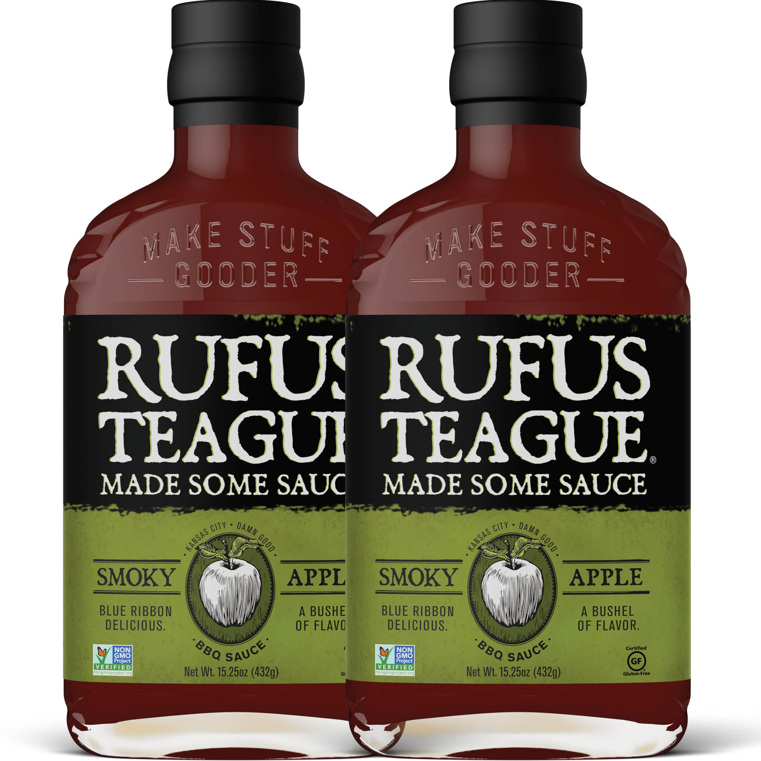 Rufus Teague - Smoky Apple BBQ Sauce - Premium Barbecue Sauce - 15.25 oz. Bottles - 2 Pack