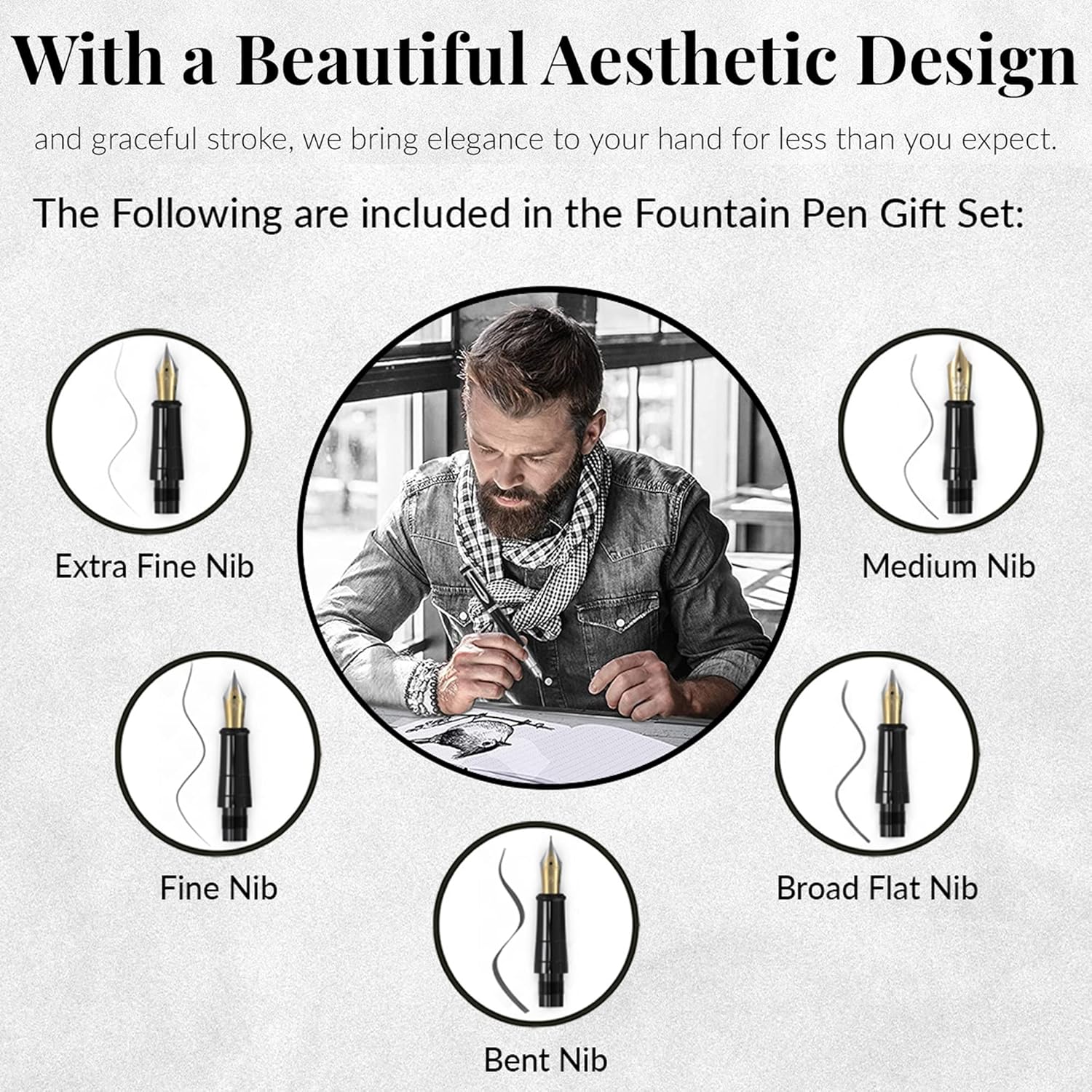 Wordsworth & Black Fountain Pen Gift Set, Includes Ink Bottle, 6 Ink Cartridges, A Refill Converter, 4 Replacement Nibs - Image 5
