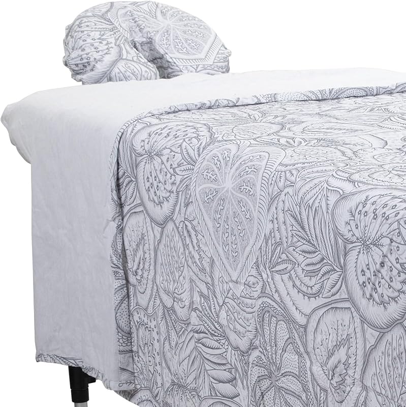 ForPro Designer Conjunto de Lençóis de Flanela para Massagem com 3 Peças, Island White