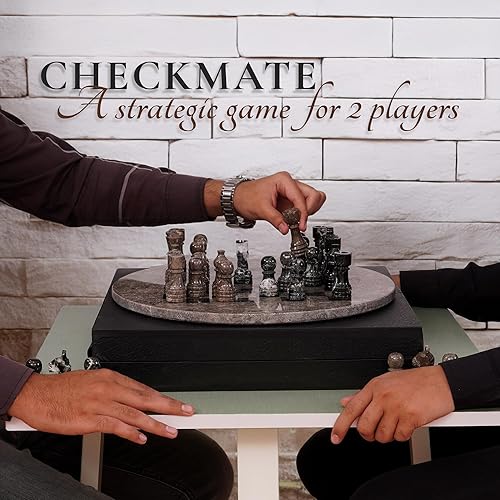 Miniatura 2 de Juego de ajedrez de mármol para adultos, tablero de ajedrez hecho a mano con caja de almacenamiento y 2 reinas adicionales, juego clásico para 2