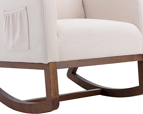 Miniatura 8 de HomSof Mecedora para guardería de poliéster beige silla moderna para sala de estar y dormitorio Poliéster beige,Poliéster Camel