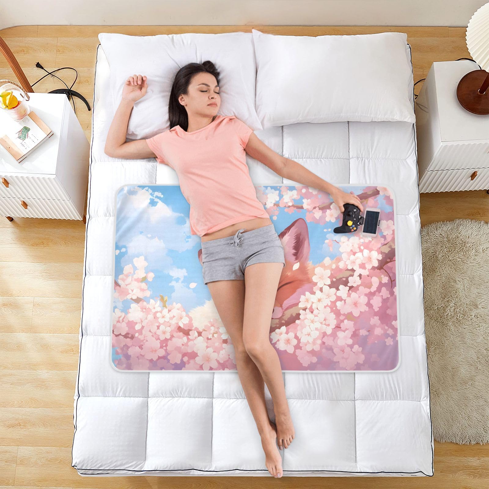 CEBUGI 34” x 52”Washable Underpads Heavy Absorbency Waterproof Incontinence Bed Pads Fox Flower Pee Pads for Adults Kids and Baby