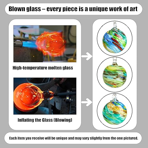 Miniatura 10 de QFkris Adornos de vidrio soplado a mano de 4 pulgadas, adornos de Navidad de vidrio, bolas de amistad para árbol de Navidad, colgar jardines,