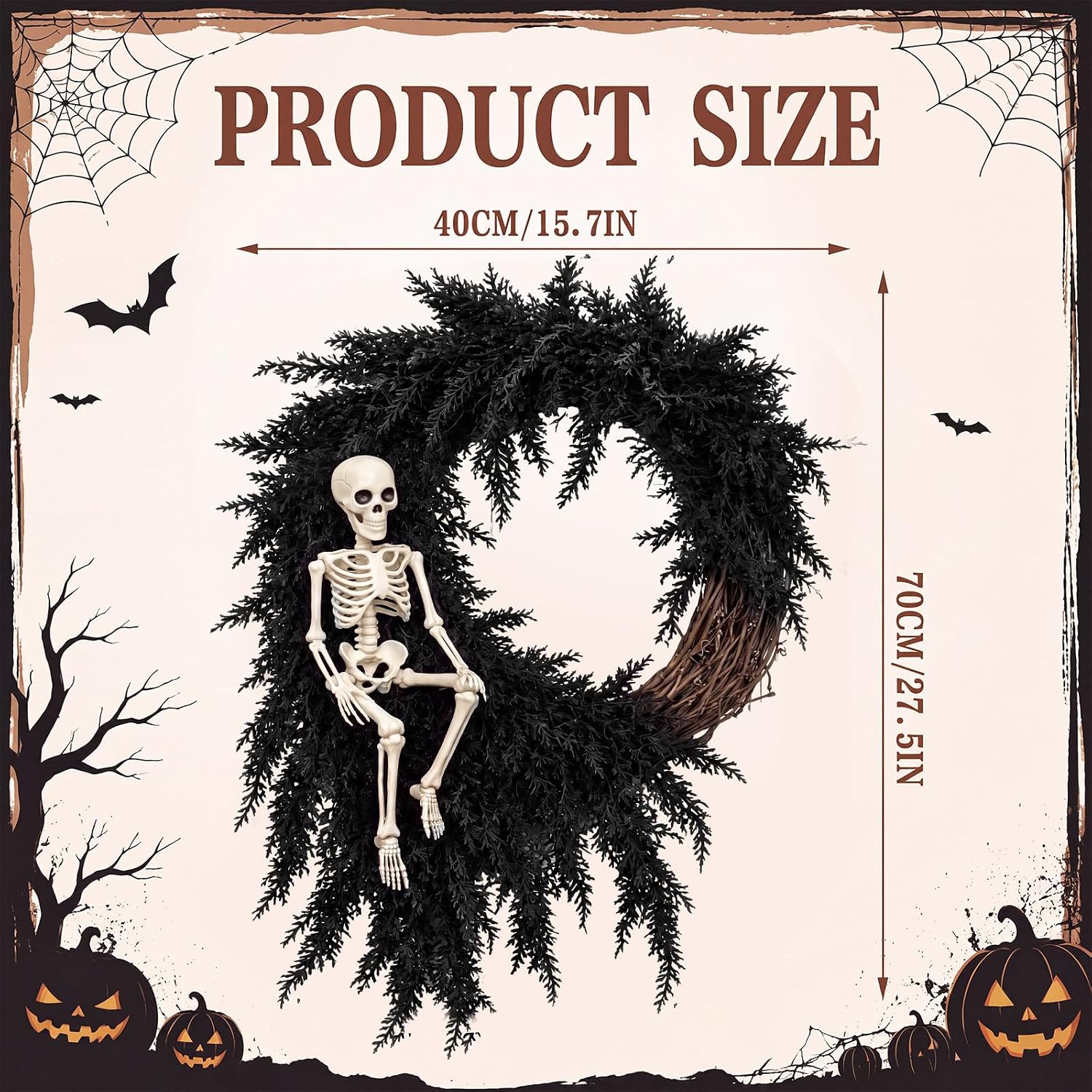 Thiccywoov 20 in Norfolk Pine Wreath Artificial for Front Door, Skeleton