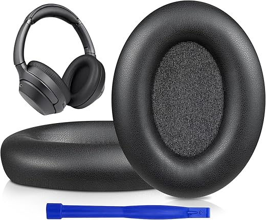 SOULWIT Professional Earpads Cushions Replacement for Sony WH-1000XM3 (WH1000XM3) Over-Ear Headphones, Ear Pads with Softer Protein Leather, Noise Isolation Memory Foam, Added Thickness (Black)