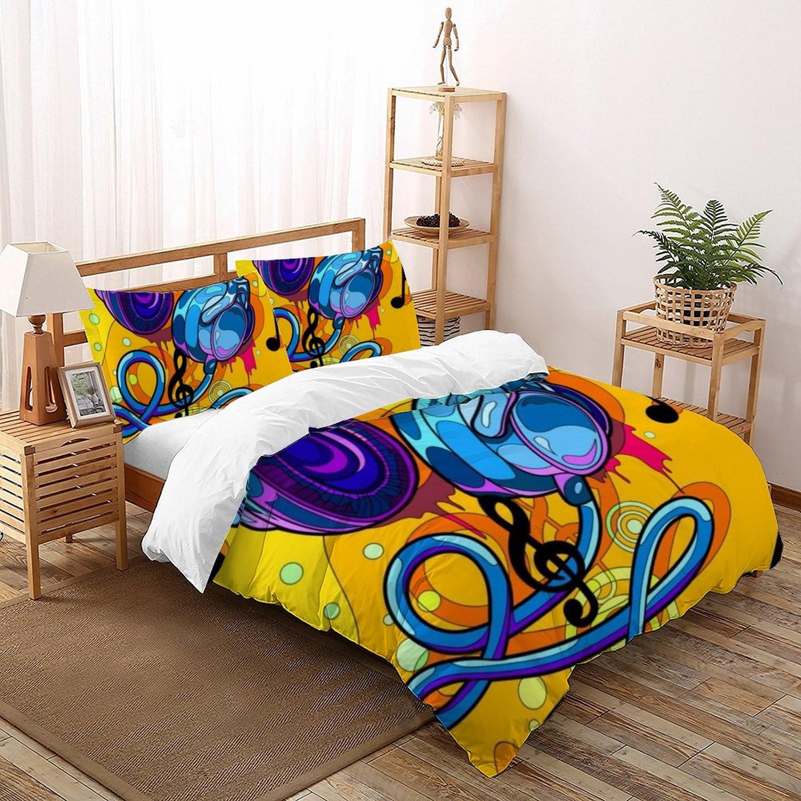Housse de couette microfibre Lumineux Earphones 260x220cm housse de lit ado 3D
