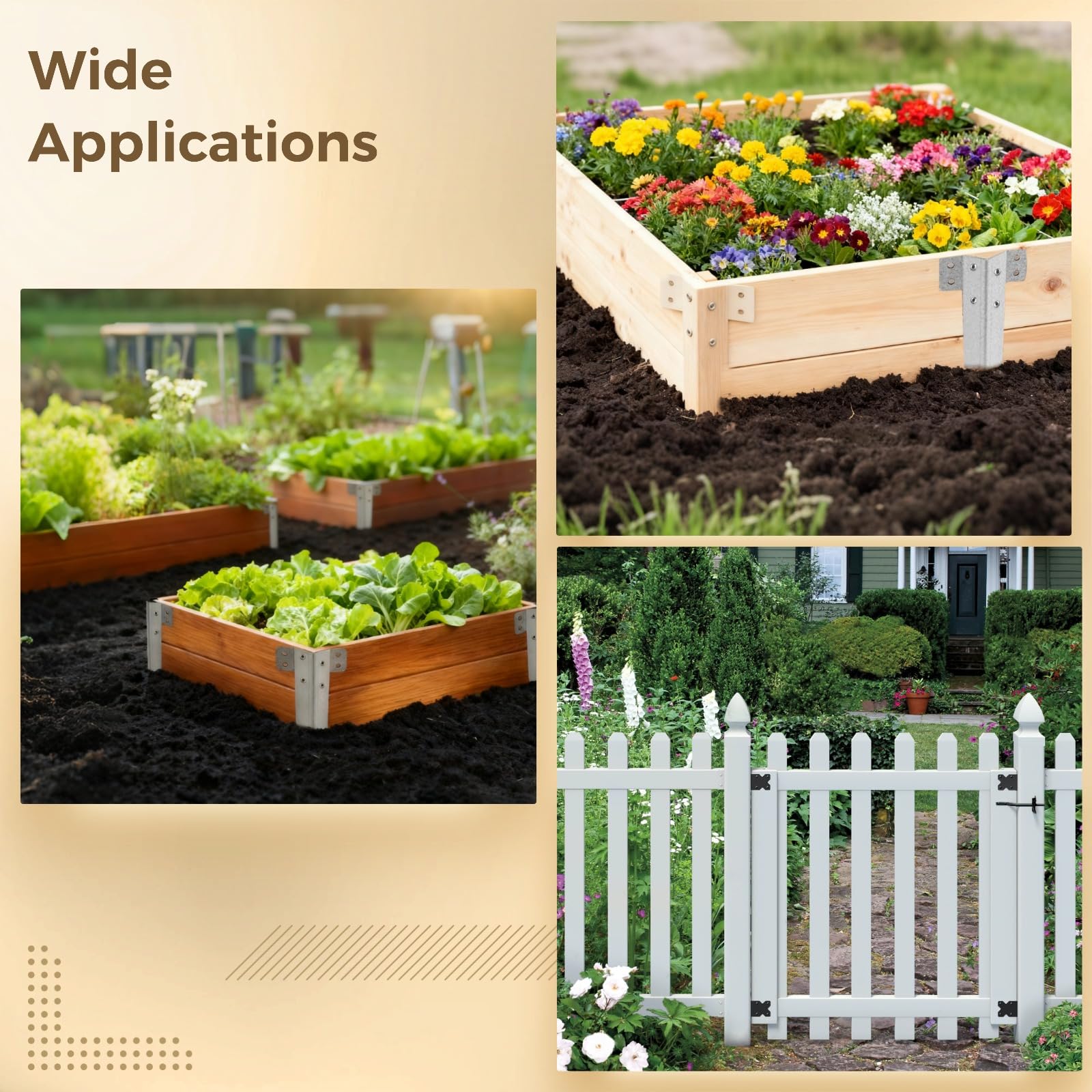 10 pièces supports pour traverses de chemin de fer, piquets de jardin métalliques 10 x 5,7 in en acier galvanisé, contre la rouille et la corrosion, bordure d'allée robuste avec vis pour pose simple
