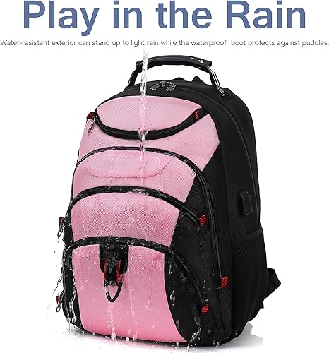 Miniatura 4 de Mochila para laptop para hombre, elegante mochila universitaria para laptop de 15.6 pulgadas, color negro, rosa y negro, Elegante