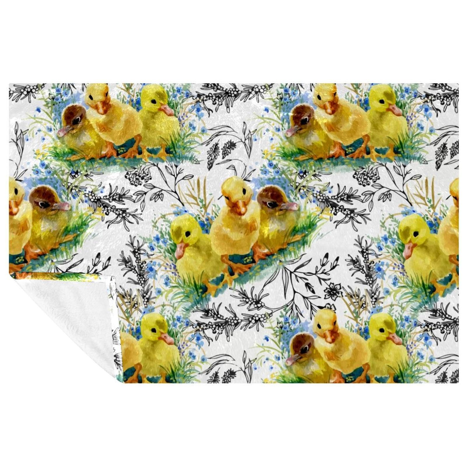 Couverture douce imprimé canetons 150x100 cm pour lit et canapé