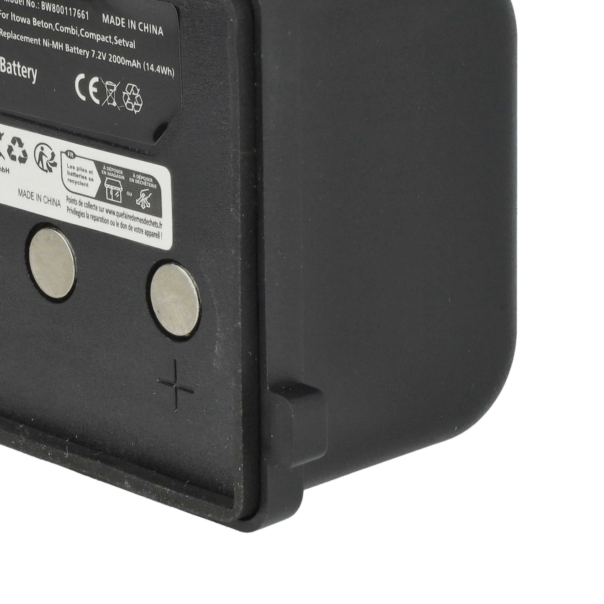 vhbw 2X batería reemplaza Itowa BT7223, BT7223MH para Mando a Distancia, Control Remoto (2000 mAh, 7,2 V, NiMH)
