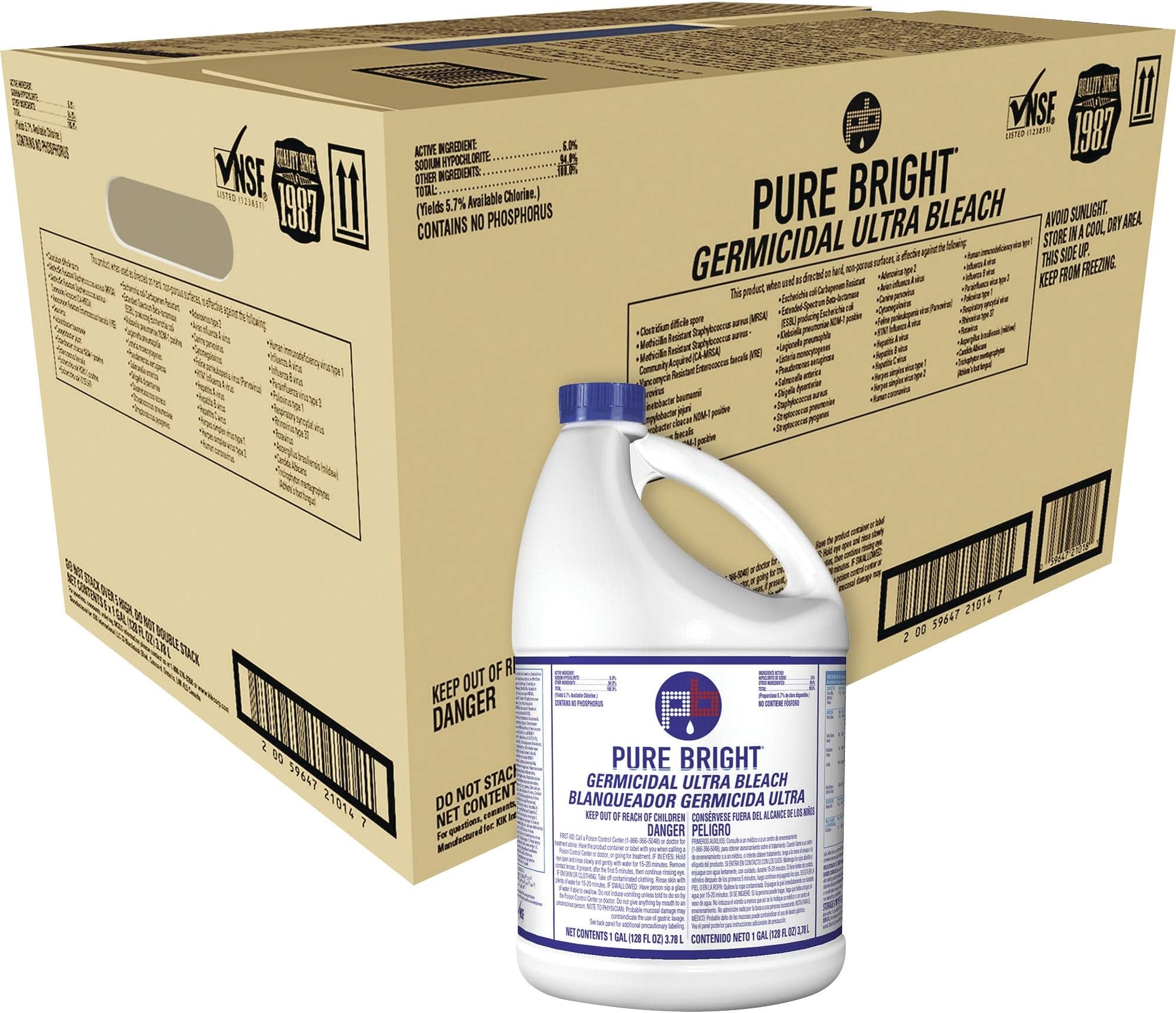 Kik Ultra-Germicidal Bleach, 1 Gallon, Case of 6