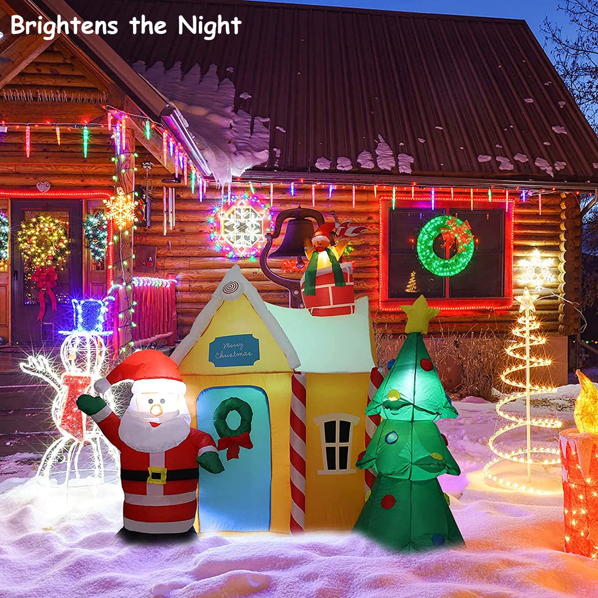 GOOSH - Babbo Natale Gonfiabile Con Luci LED, 1,8 M, Per Interni Ed Esterni, Kit Completo Con Ventilatore E Picchetti