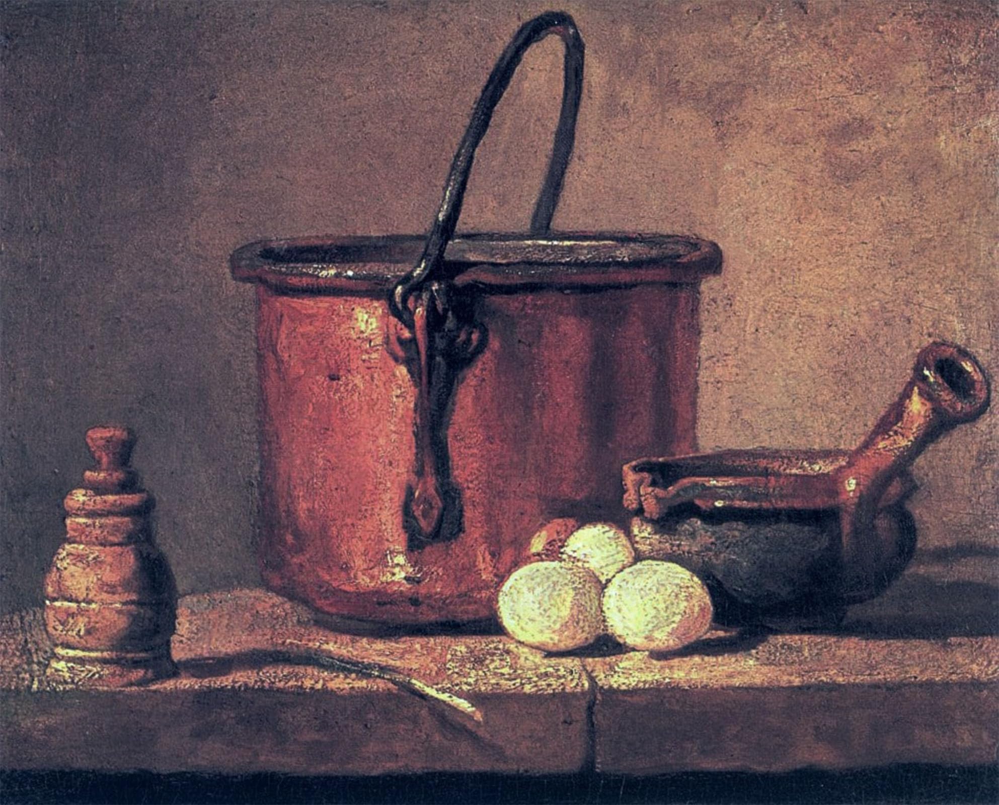 ARTXLXXBN Famous Prints Artwork Pictures Poster Painting Art Still Life with Copper Cauldron and Eggs by Jean-baptiste-simeon Chardin Artwork Landscape Pictures for Home Decor 60x90cm
