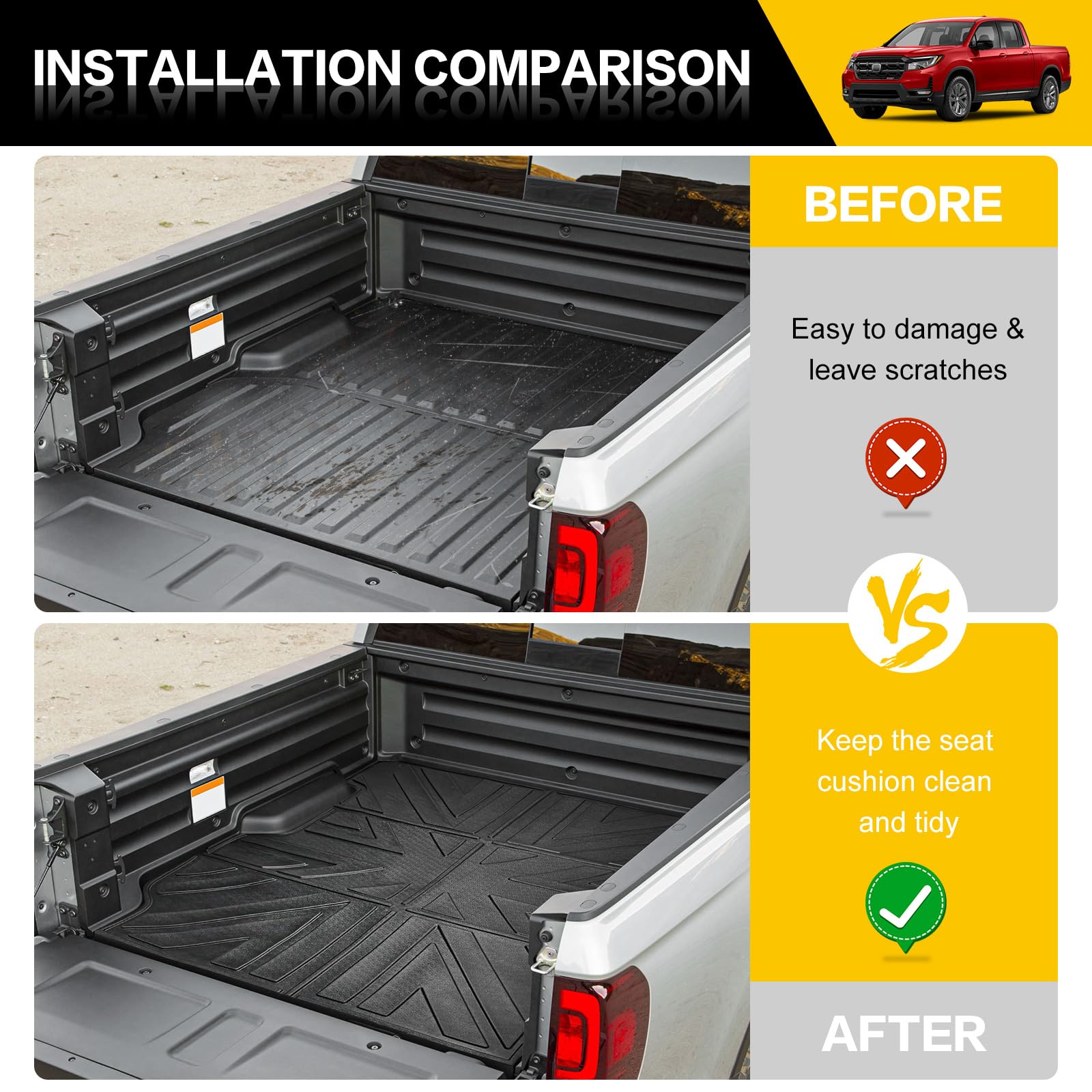 2023 Honda Ridgeline Accessories Honda Ridgeline Bed Mat (2017-2025) -  Heavy Duty TPE Truck For Weather Protection Bed Liner