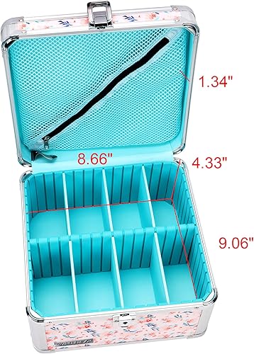 Miniatura 3 de Vaultz Caja de seguridad portátil  Caja de almacenamiento grande de 10 x 10 x 6.5 pulgadas con cerradura, bolsillo de malla y compartimentos