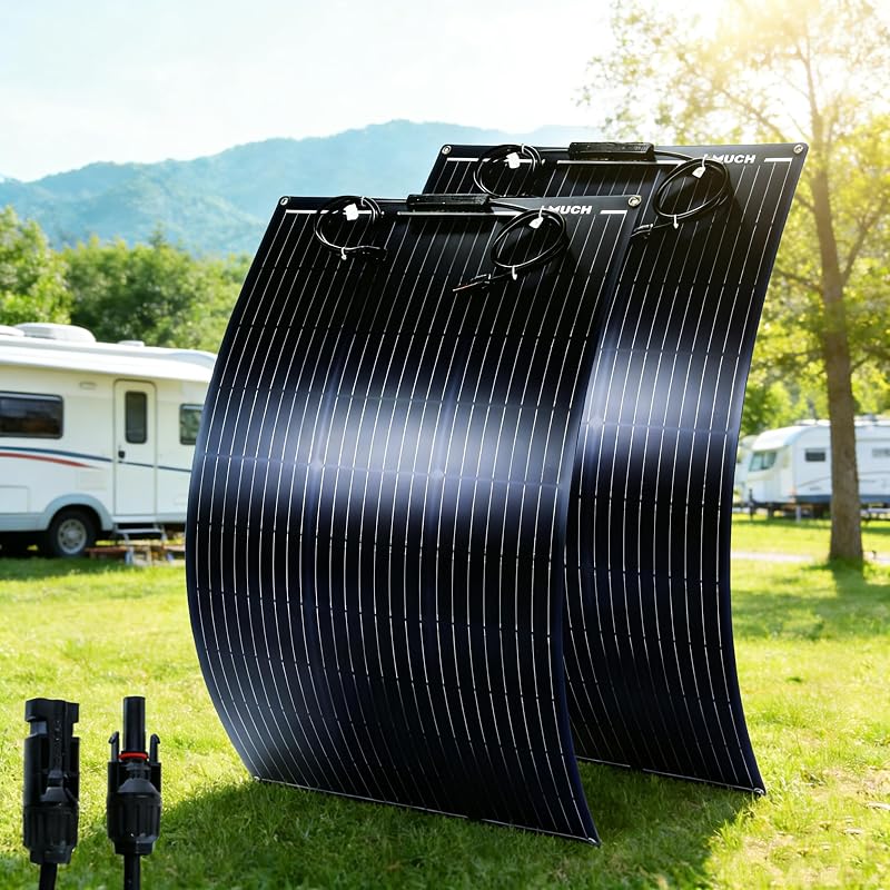 Painel Solar Flexível Generic 200 W 12 V para RV, Barco e Uso Marítimo, com Controlador e Cabos, Conjunto com 2 painéis de 100 W