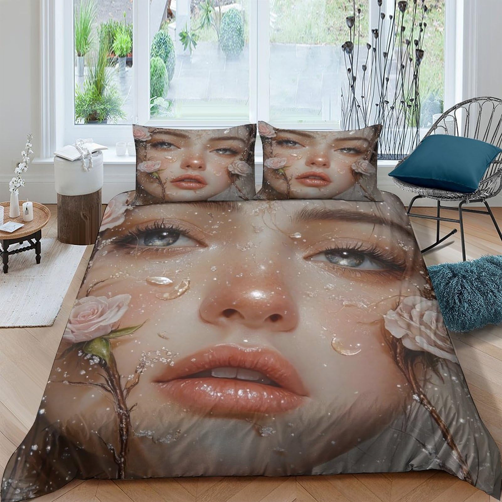 Ctjqhvkz Style-2 3D Printed Forest Birch Tree Fitted Sheet Microfiber Soft Breathable Deer Woodland Mattress Cover Bedroom Decor Single（135X200cm）