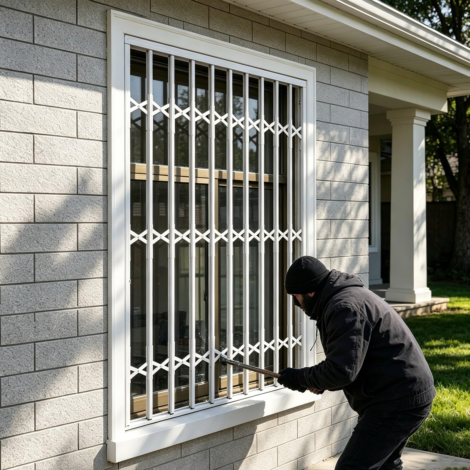 Rejas para Ventanas Exteriores Rejas Antirrobo para Ventanas/Puertas Exteriores Extensibles | Barras de Seguridad para Ventanas de Aleación Aluminio Alta Resistencia, Barrera Plegable Cerradura(W60xH75cm/24x30in)