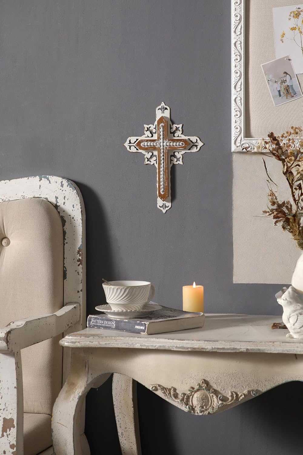 SOFE Rustic Wooden Cross for Wall, 11" Tall, Handmade Distressed Finish