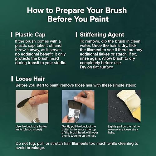 Miniatura 14 de Silver Brush Limited RSS-2560S - Juego variado de pinceles de satén rubí, pinceles para aceite, acrílicos y pinturas de cuerpo pesado, juego de 6