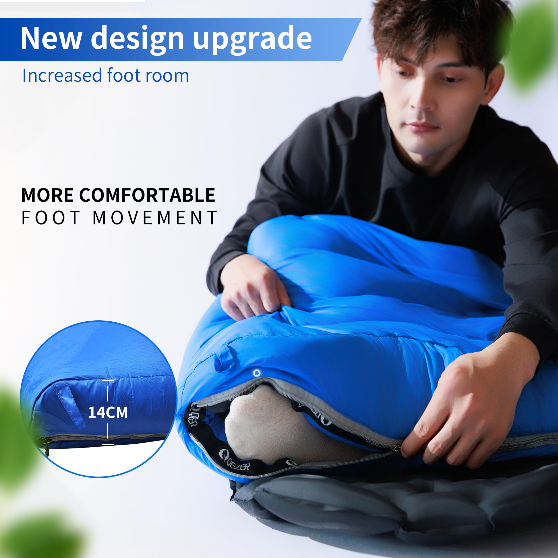 Saco de Dormir Plumón 220 cm x 80 cm 10 ℃ / 0 ℃ / -10 ℃ /-20℃ Saco de Dormir 4 Estaciones Ultraligero Adultos y Niños,Sleeping Bag para Camping y Senderismo
