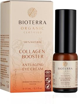 Bioterra Anti-Aging Eye Cream, Organic Collagen Booster with Natural Ingredients, 15 ml