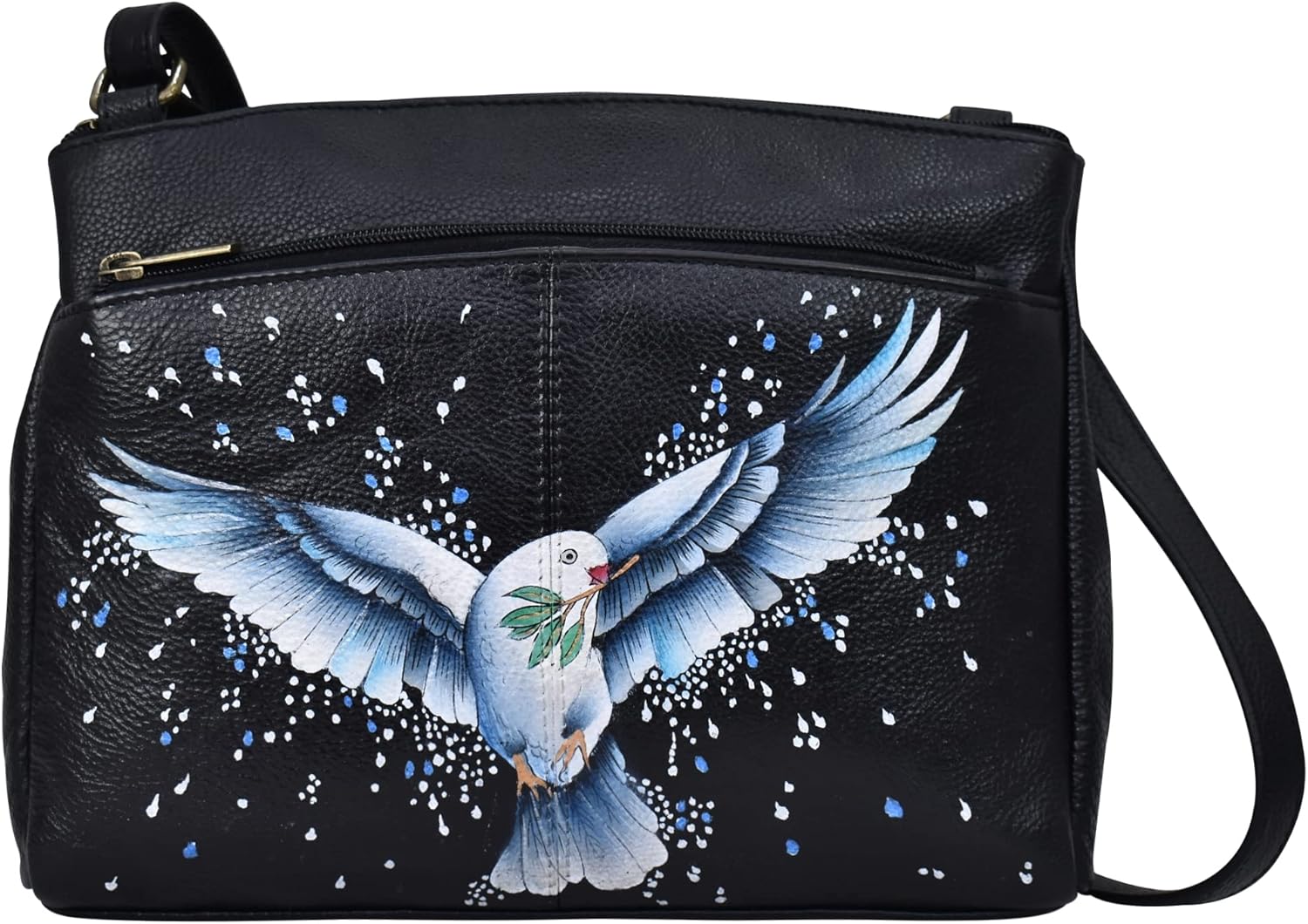 Anna by Anuschka Women's Hand-Painted Genuine Leather Crossbody Organizer - Peace And Love