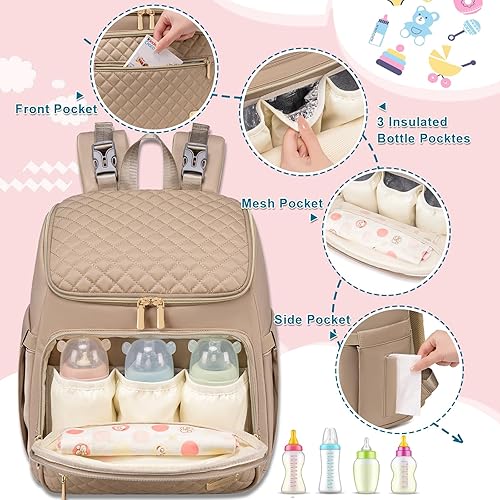 Miniatura 3 de Weitars Mochila para pañales grande con cambiador, mochila para pañales de viaje, bolsa de bebé para niños y niñas, correas de cochecito, 5