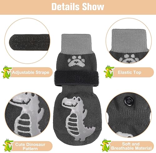 Miniatura 3 de BEAUTYZOO Calcetines antideslizantes para perros, zapatos de perro para pavimento fríocaliente, protectores de patas con empuñaduras, 3 pares para