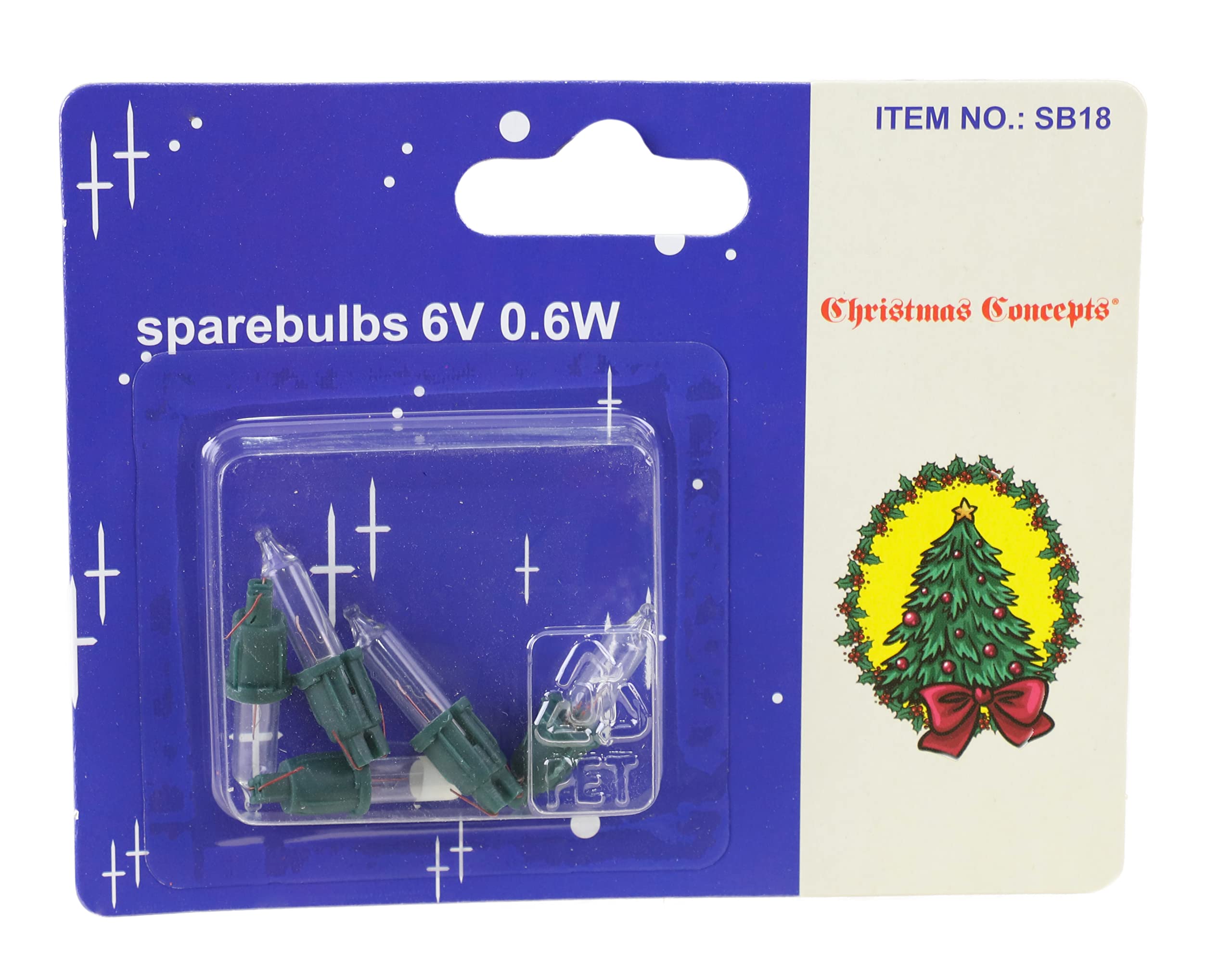 Mrs Christmas Light 4 Clear Push In Spare Bulbs 6V 0.1A & 1 Fuse Bulb 6V 0.09A (Sb18/277)