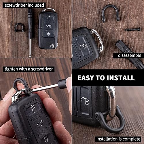 Miniatura 10 de FEGVE Llavero pequeño de titanio con grillete de tornillo, llavero de automóvil resistente y fuerte, mini anillos D de titanio, 12 pulgadas0.472 in