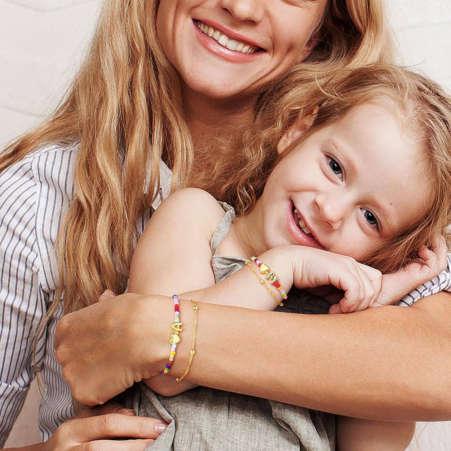 Ursteel Initial Bracelet for Women Girls - 14K Gold Plated Beaded Letter A-Z Bracelet, Layered Stretch Initial Bracelets, Women Trendy Bohemian Jewelry Birthday Gifts - Image 6