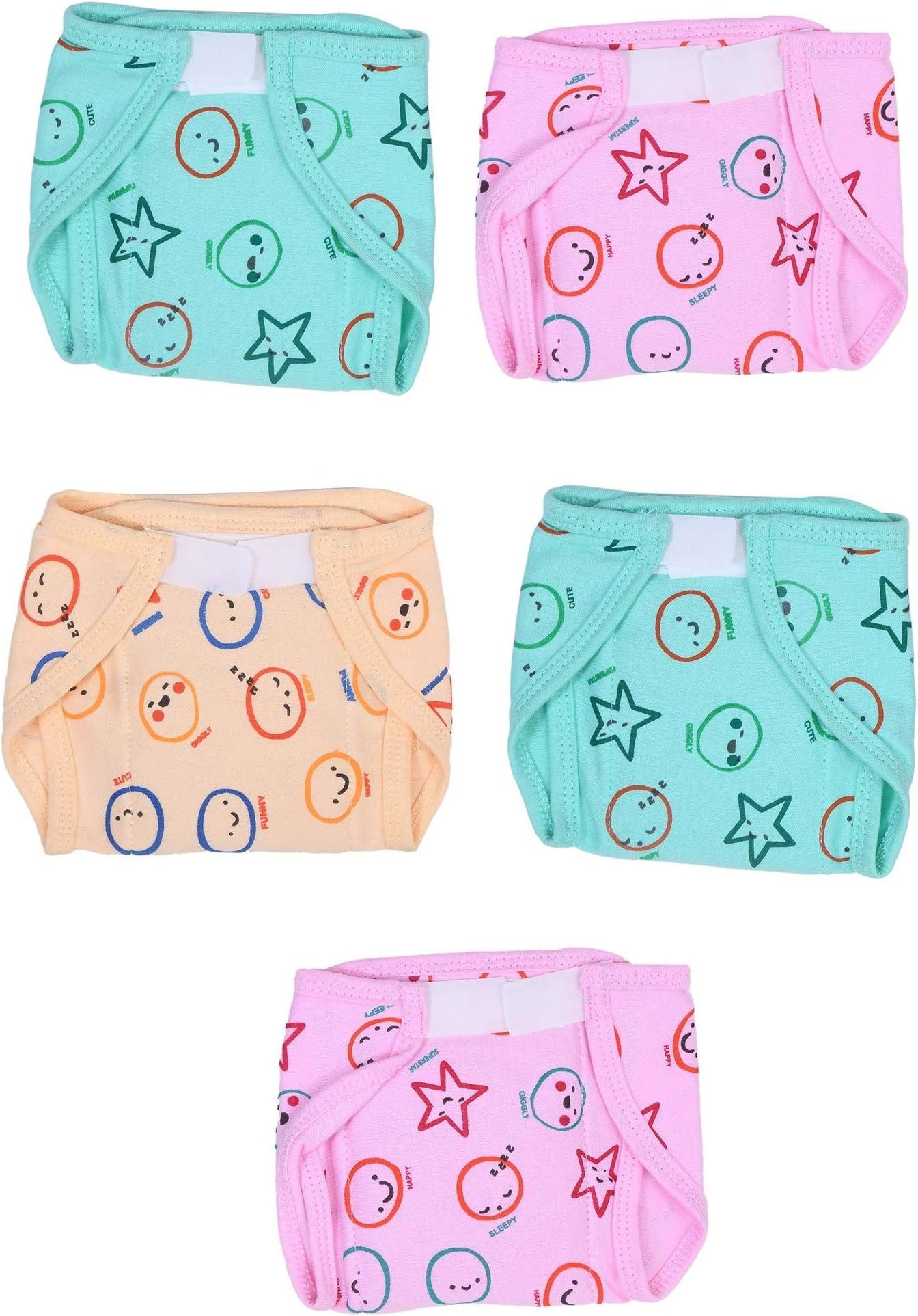Manan Shopee New Born Baby Washable Hosiery Cotton Cloth Nappies/Langot Pack of 5 (6-12 months)