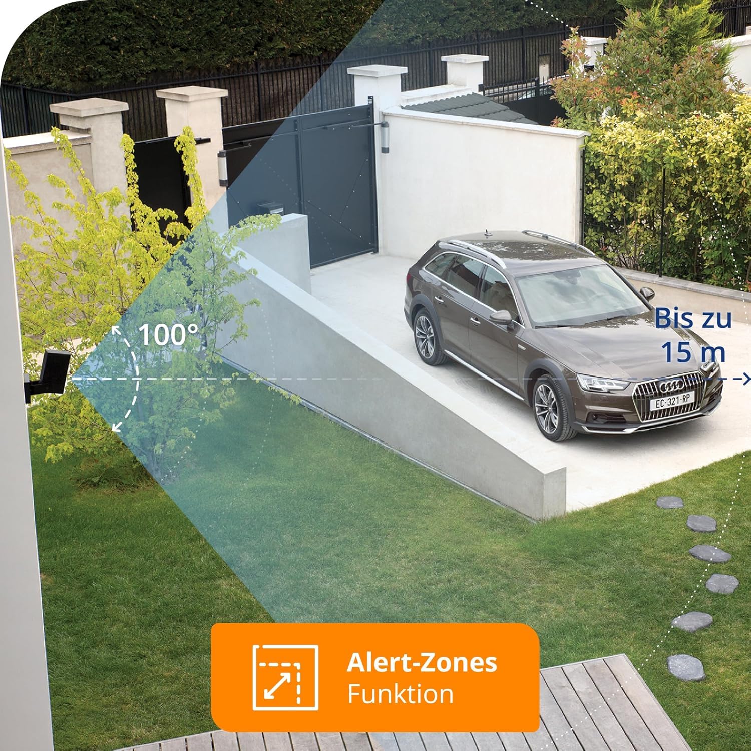 Netatmo Smarte Überwachungskamera Außen, WLAN, Integrierte Beleuchtung 12W, Video HD 1080p 4MP, Bewegungserkennung, Nachtsicht, Ohne Abonnement, zusätzliche Micro-SD, NOC -AMZ