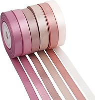 Vista 27 de MAYREEL - Cinta de oro rosa de 3/8 pulgadas, cinta delgada rosa polvoriento para manualidades del Día de San Valentín, ramo de boda, 6 rollos, 10