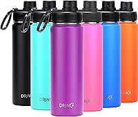 Vista 15 de Drinco - Botella de agua de acero inoxidable con boquilla, tapa aislada al vacío, botella de agua de doble pared, de boca ancha