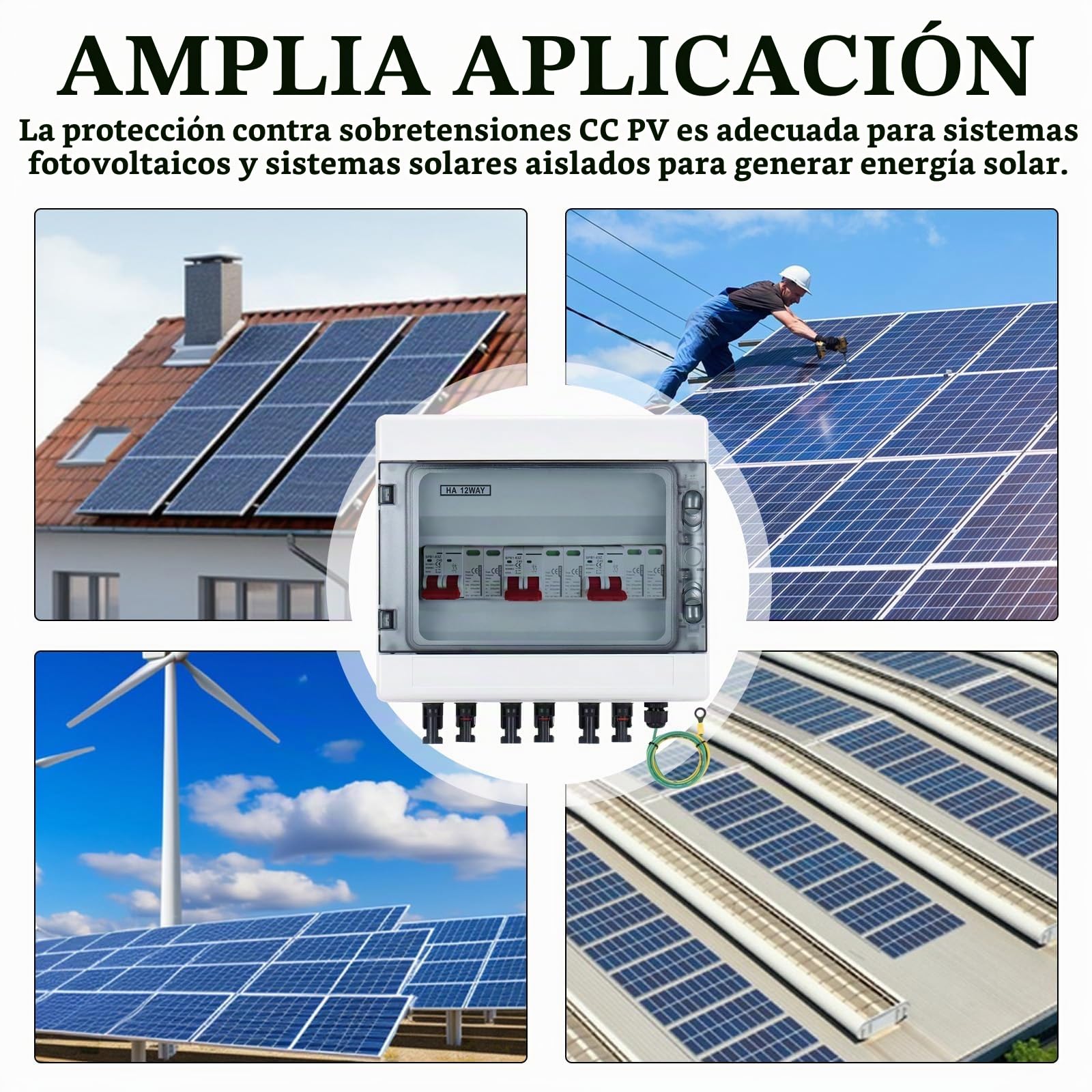 Protección Contra Sobretensiones Fotovoltaica, 3 Entradas Y 3 Salidas Disyuntor DC Disyuntor Protección Contra Rayos 3 Cuerdas 1000V Cc 25A 20-40KA Caja Conexión Generador Caja ConexióN Solar IP65