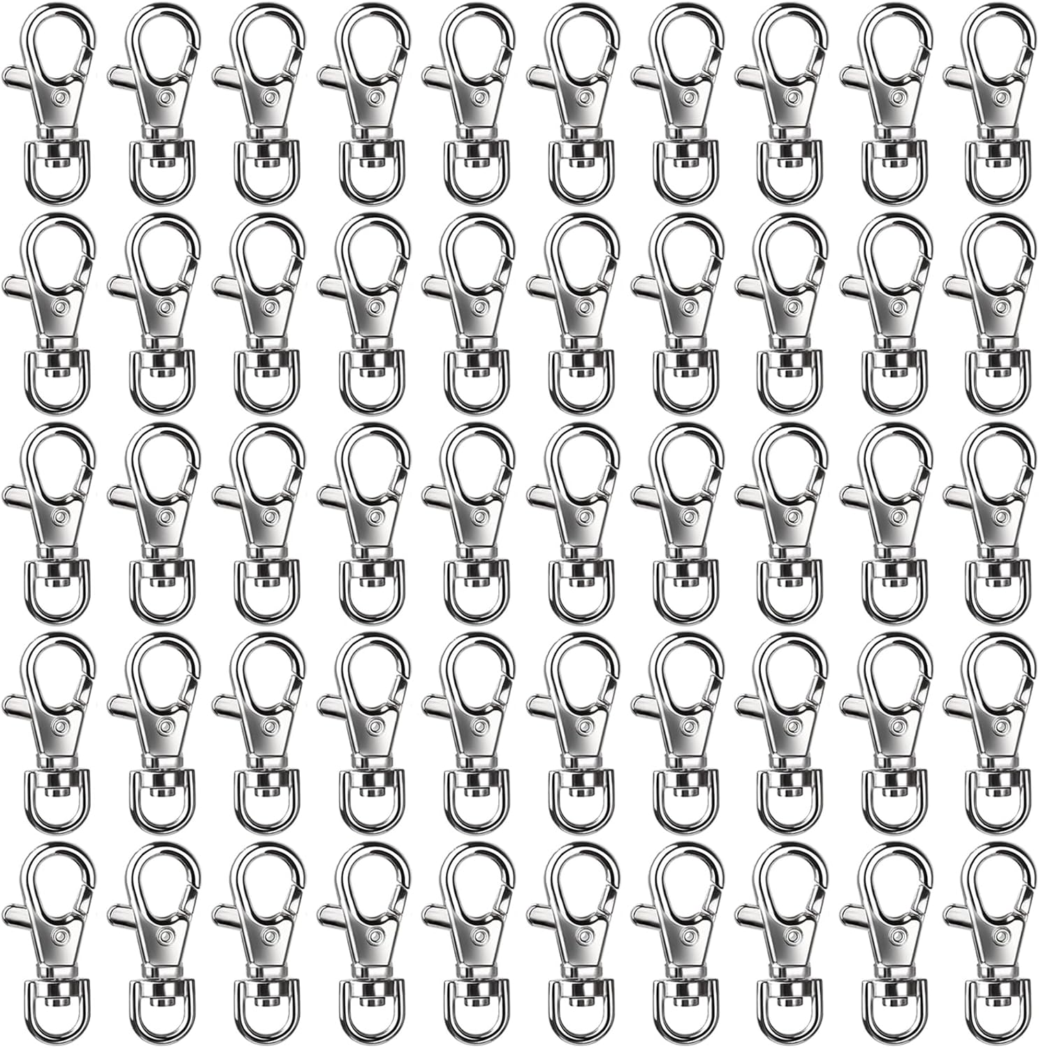 50PCS Lobster Claw Clasps for Key Chain and Jewelry Making, Silver