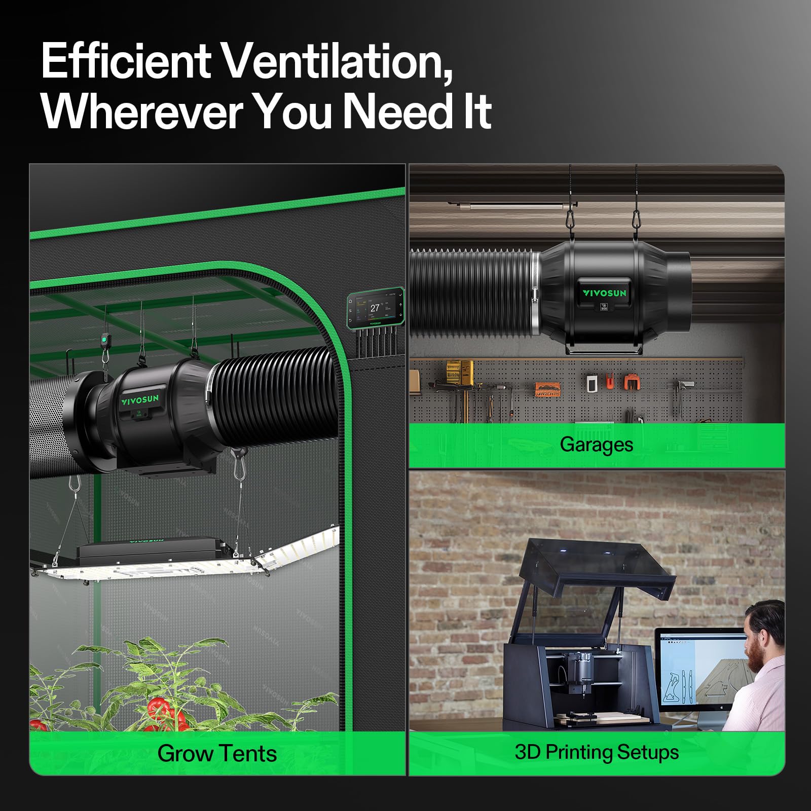 VIVOSUN Smart Air Filtration PRO T6 Zestaw 15 cm, AeroZesh T6 Wentylator kanałowy z GrowHub E42A+ kontrolerem Temp. Wilgotność WiFi, filtr węglowy & kanalizacja, system chłodzenia & wentylacji do
