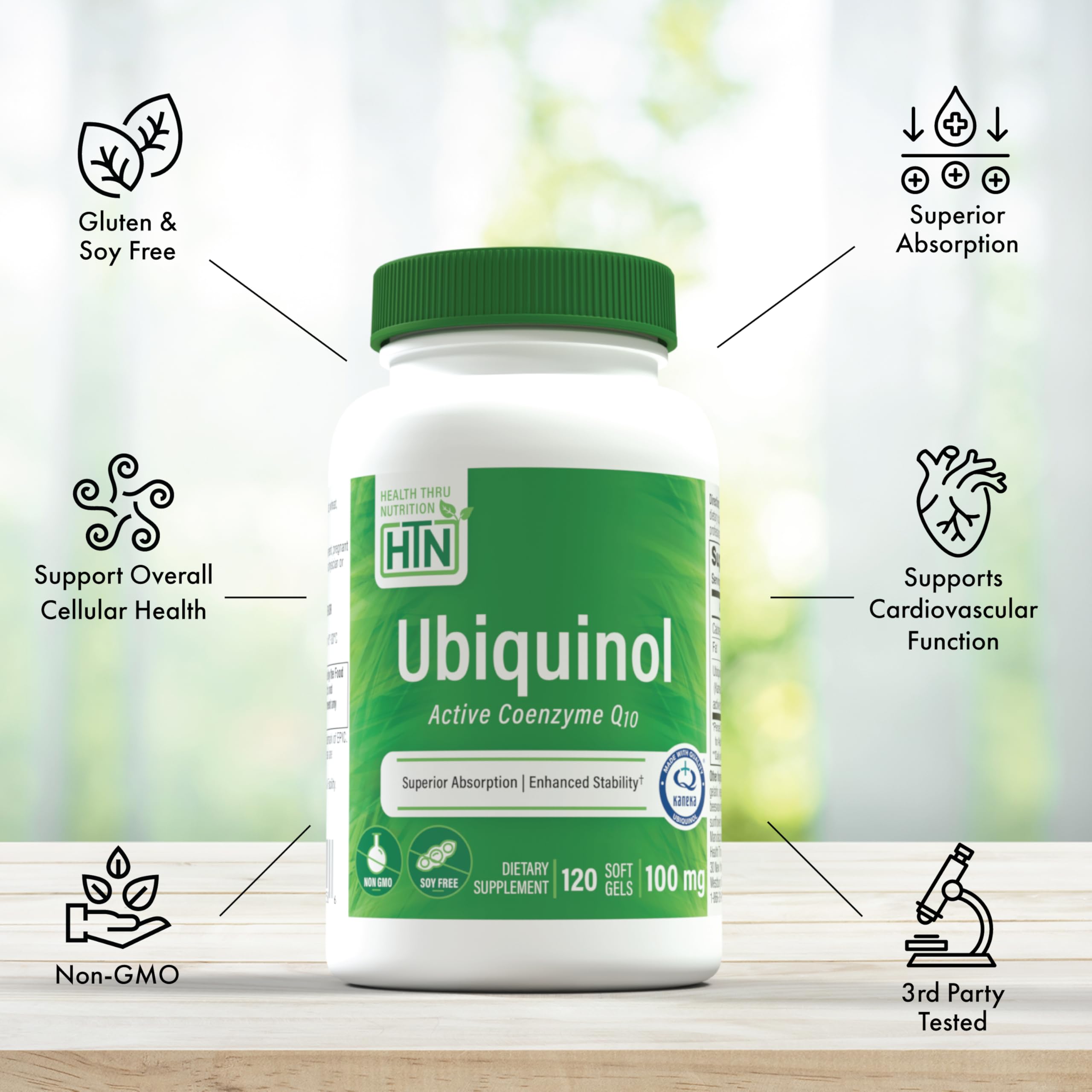 Health Thru Nutrition Ubiquinol 100mg 120 Softgels Kaneka QH Active CoQ10 — Amazon image 4